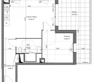  Appartement � vendre 2 pi�ces 44 m�