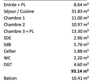  Appartement � vendre 4 pi�ces 93 m�