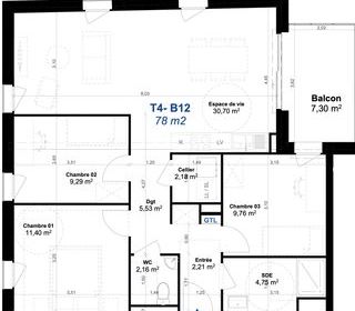  Appartement � vendre 4 pi�ces 78 m�