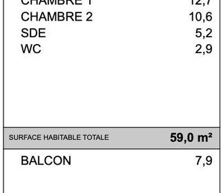  Appartement � vendre 3 pi�ces 59 m�