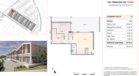  NEUF EN VEFA : T3 avec grande terrasse � Torra Vescovato 5 minutes de l'a�roport de Bastia Appartement - 3 pi�ce(s) - 51 m�