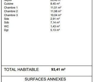  Appartement � vendre 4 pi�ces 93 m�