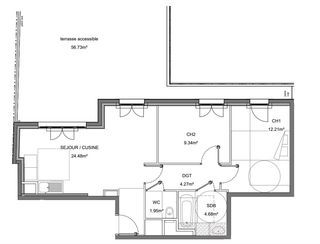  Appartement � vendre 3 pi�ces 57 m�