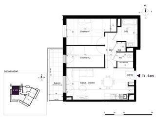  Appartement � vendre 3 pi�ces 59 m�