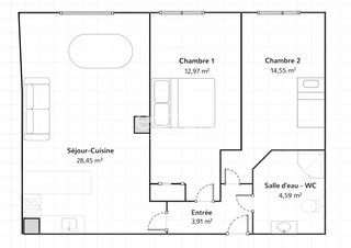  Appartement � vendre 3 pi�ces 64 m�