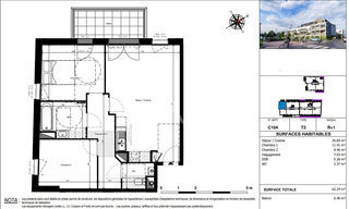  Appartement � vendre 3 pi�ces 62 m�