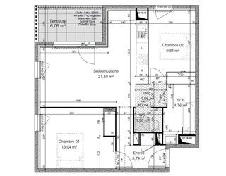  Appartement � vendre 3 pi�ces 59 m�