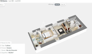  Appartement � vendre 3 pi�ces 48 m�