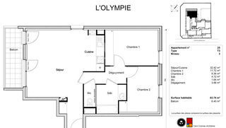  Appartement � vendre 3 pi�ces 64 m�