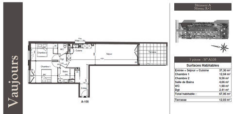   Appartement Vaujours 3 pi�ce(s) 67,95 m2 Appartement - 3 pi�ce(s) - 68 m�