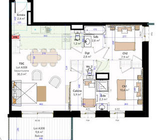  Appartement � vendre 3 pi�ces 68 m�