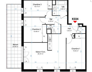  Appartement � vendre 4 pi�ces 82 m�