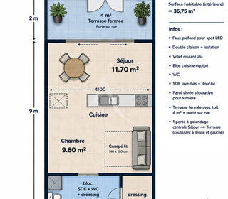 Appartement � vendre 1 pi�ce 34 m�