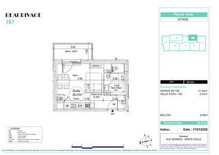  Appartement � vendre 1 pi�ce 26 m�