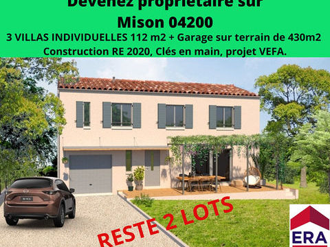   Villa neuve de 112 m�, jardin et garage sur un terrain de 445m�, 04200 Mison Maison - 5 pi�ce(s) - 112 m�