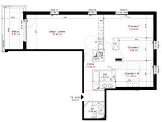  Appartement � vendre 4 pi�ces 88 m�