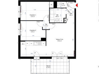  Appartement � vendre 3 pi�ces 63 m�