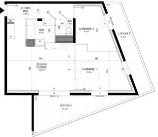  Appartement � vendre 3 pi�ces 61 m�