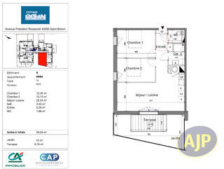  Appartement � vendre 3 pi�ces 59 m�