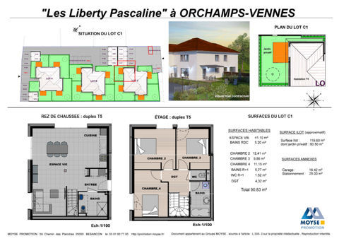   APPARTEMENT 5 PIECES  90.83 m2 296000 EUROS Appartement - 5 pi�ce(s) - 91 m�