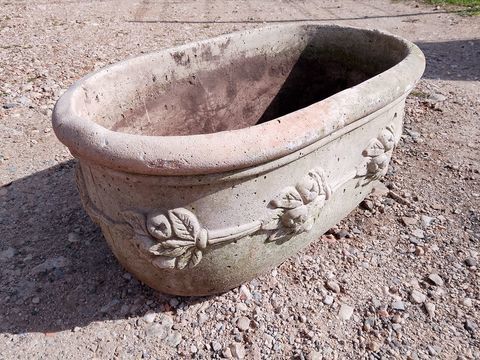 Vase jardin beton ancien 70 x 40 h 30 cm 130 Saint-Jean-de-Fos (34)