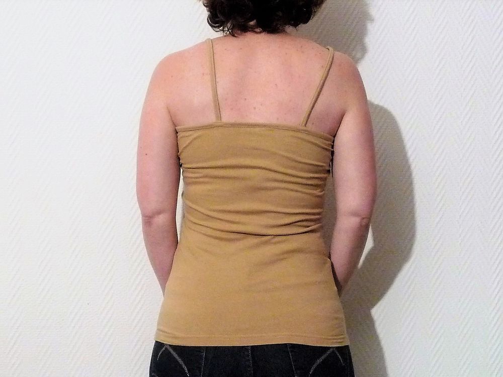 Top/ Tee Shirt en Coton Marron &agrave; Bretelles- Taille 34/36 Vêtements