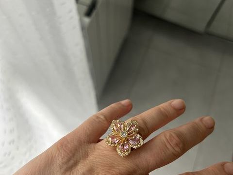 Bague fleur dorée pierres roses Bordeaux (33)