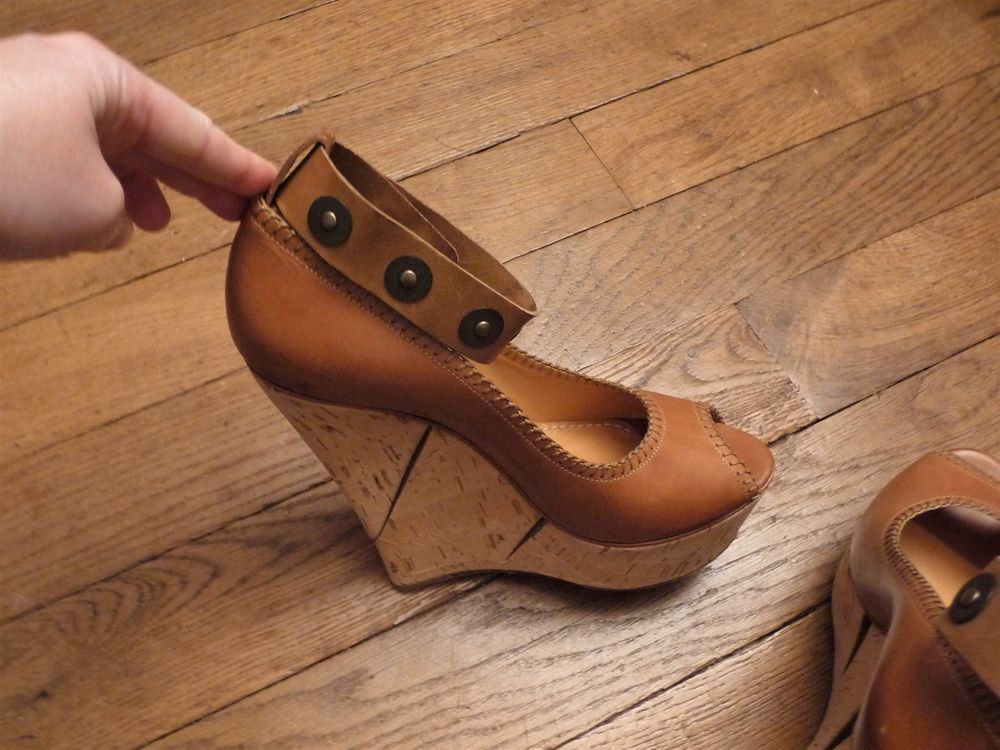 Escarpins/ Chaussures Compens&eacute;es Cuir Marron Talon- Lanvin Chaussures