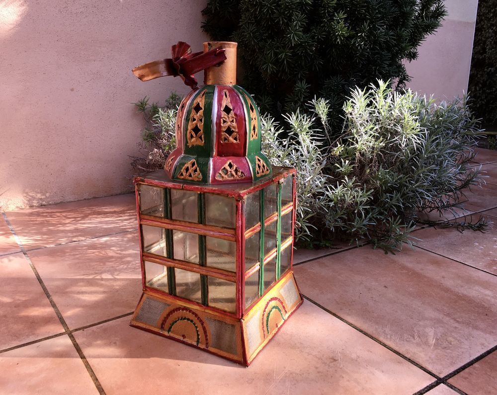 Lanterne en fer forg&eacute; , hauteur 50 cm Décoration