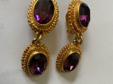 BO Clip pendante ovale perl�e Dor�e + strass Fuchsia/Fuchsia 65 Vigneux-sur-Seine (91)