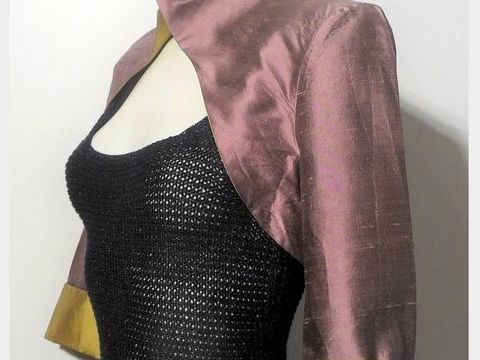 Boléro/ Veste Courte 100% Soie Violet et Anis et Manches 3/4 70 Paris 15 (75)