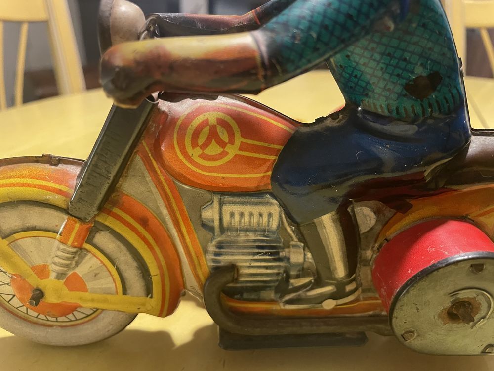 MOTO SIDE-CAR INGRA TEKHNICA 1970 Jouet ancien vintage t&ocirc;le Jeux / jouets