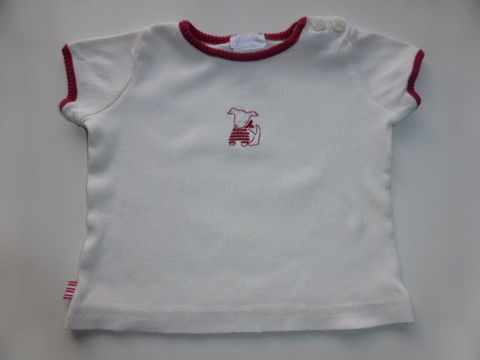 Jacadi T-shirt rayé blanc motif chien rouge 6 mois 5 Rueil-Malmaison (92)