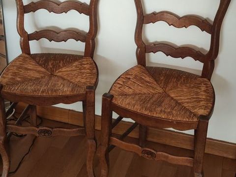 5 chaises de salon bois avec assise en paille 20 Caen (14)