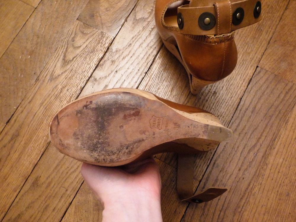 Escarpins/ Chaussures Compens&eacute;es Cuir Marron Talon- Lanvin Chaussures