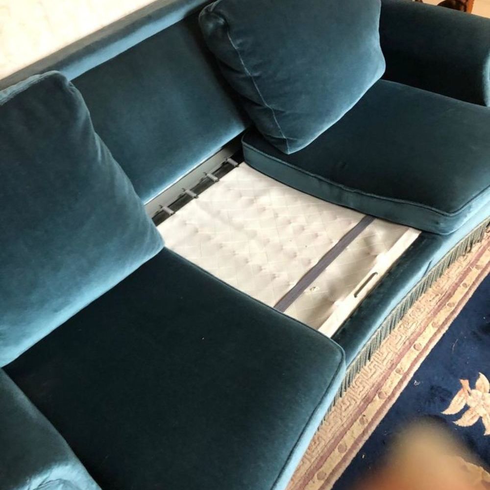 Canap&eacute; velours bleu 3 places convertible Meubles
