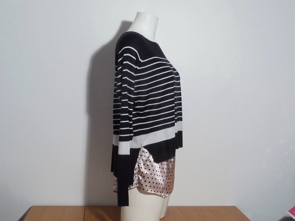 Pull L&eacute;ger Bleu Marine &agrave; Rayures Horizontales Blanc- Zara Vêtements