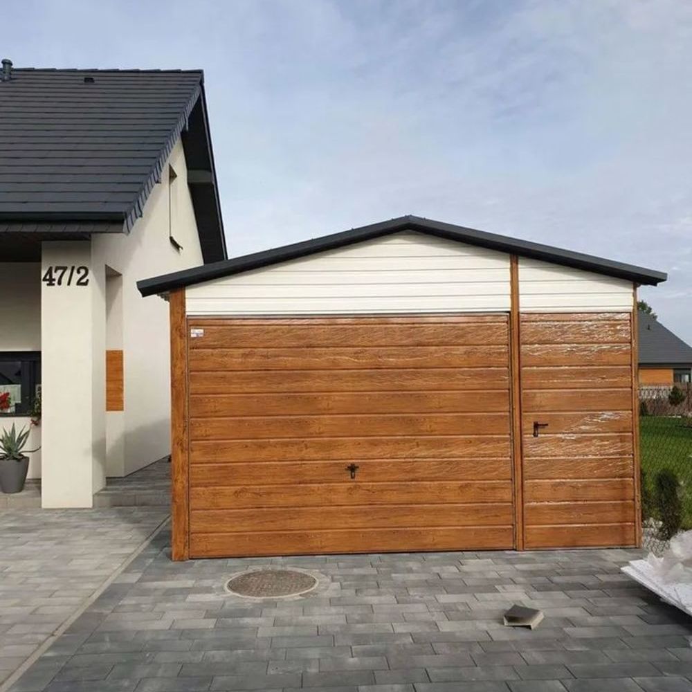Garage en t&ocirc;le simple 4&times;6 m Double pente Blanc Jardin