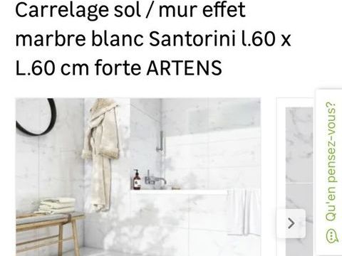 16.38 m2 de Carrelage sol effet marbre blanc Santorini l.60  150 Saint-Ouen-l'Aumne (95)