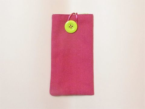 Etui à Lunettes en Tissu Rose et Vert Clair avec son Bouton 3 Paris 15 (75)