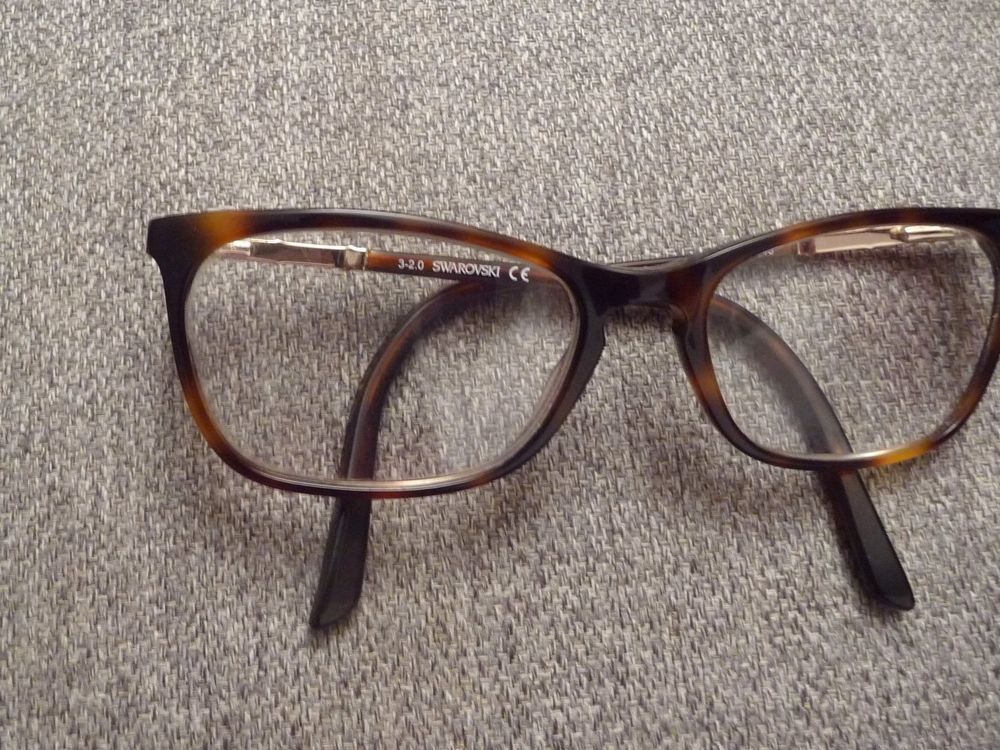 Monture/ Lunette de Vue Rectangle Plastique Marron Swarovski Bijoux et montres