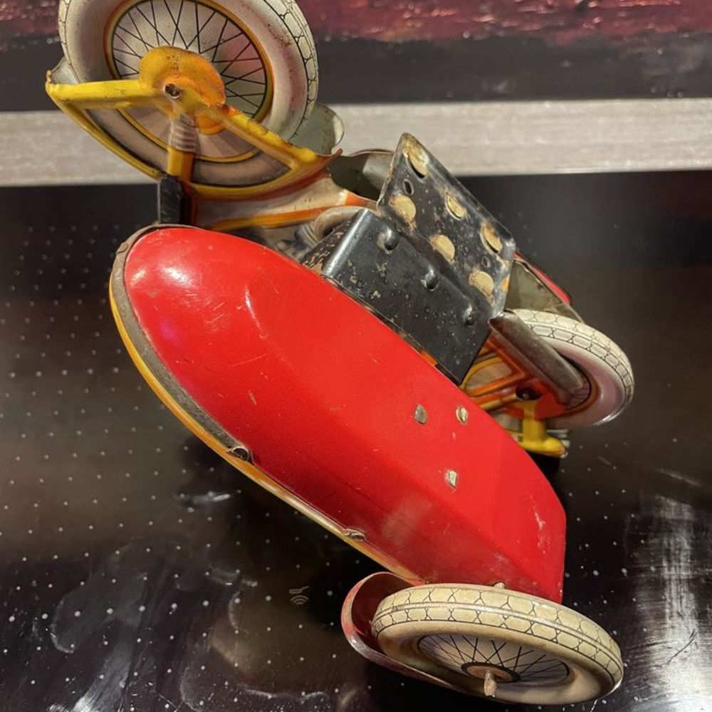 MOTO SIDE-CAR INGRA TEKHNICA 1970 Jouet ancien vintage t&ocirc;le Jeux / jouets