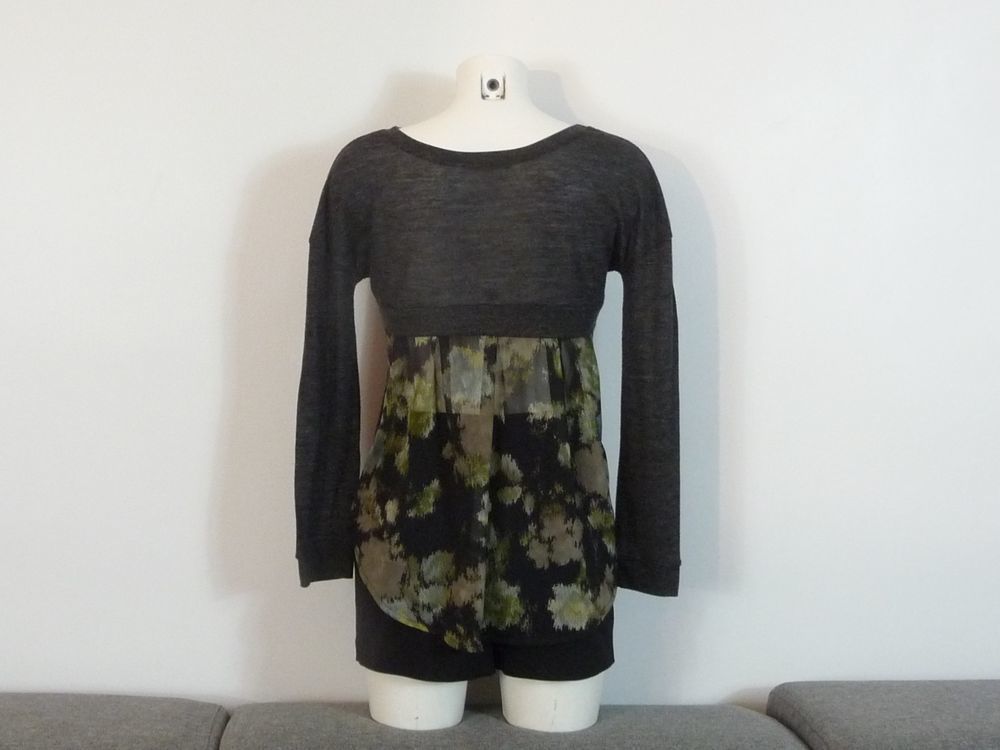 Pull L&eacute;ger Bi Mati&egrave;re Gris Anthracite- Taille XS- Promod Vêtements