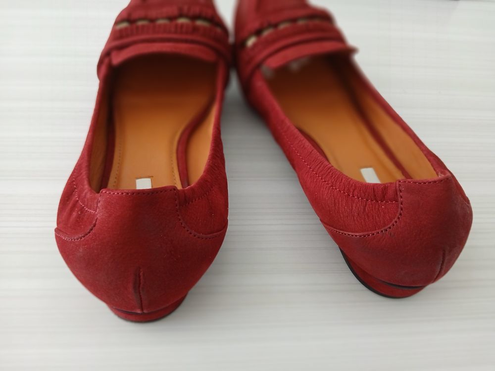 Chaussures mocassins cuir rouge bordeaux - Geox - pointure 3 Chaussures