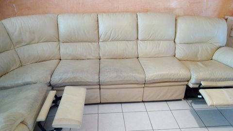 Canap d'angle en cuir 6/7 places couleur beige, 2 relax 0 Calais (62)
