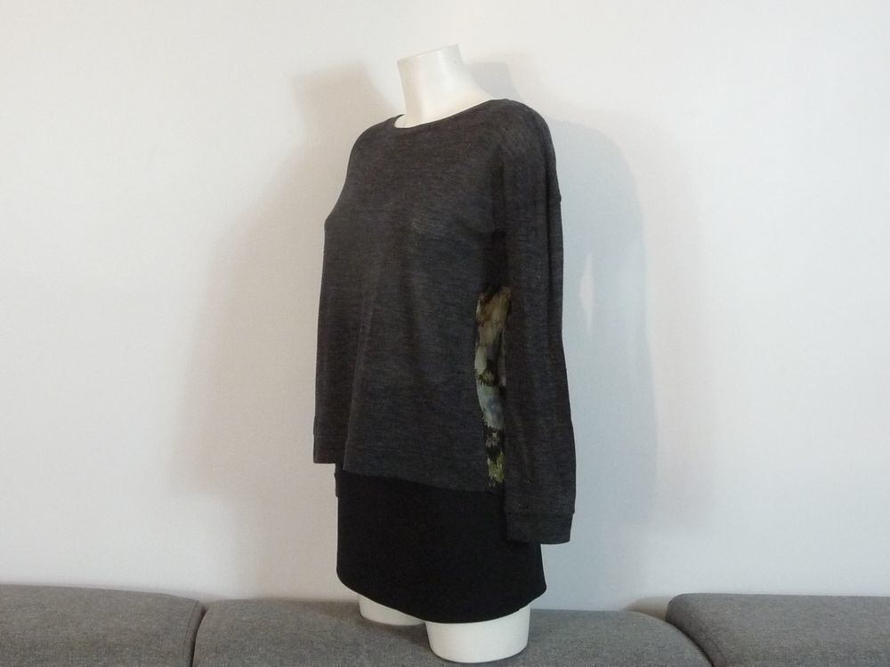 Pull L&eacute;ger Bi Mati&egrave;re Gris Anthracite- Taille XS- Promod Vêtements