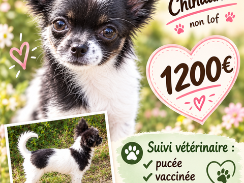 Disponible femelle chihuahua non lof, poils longs 1200 22640 Plénée-jugon