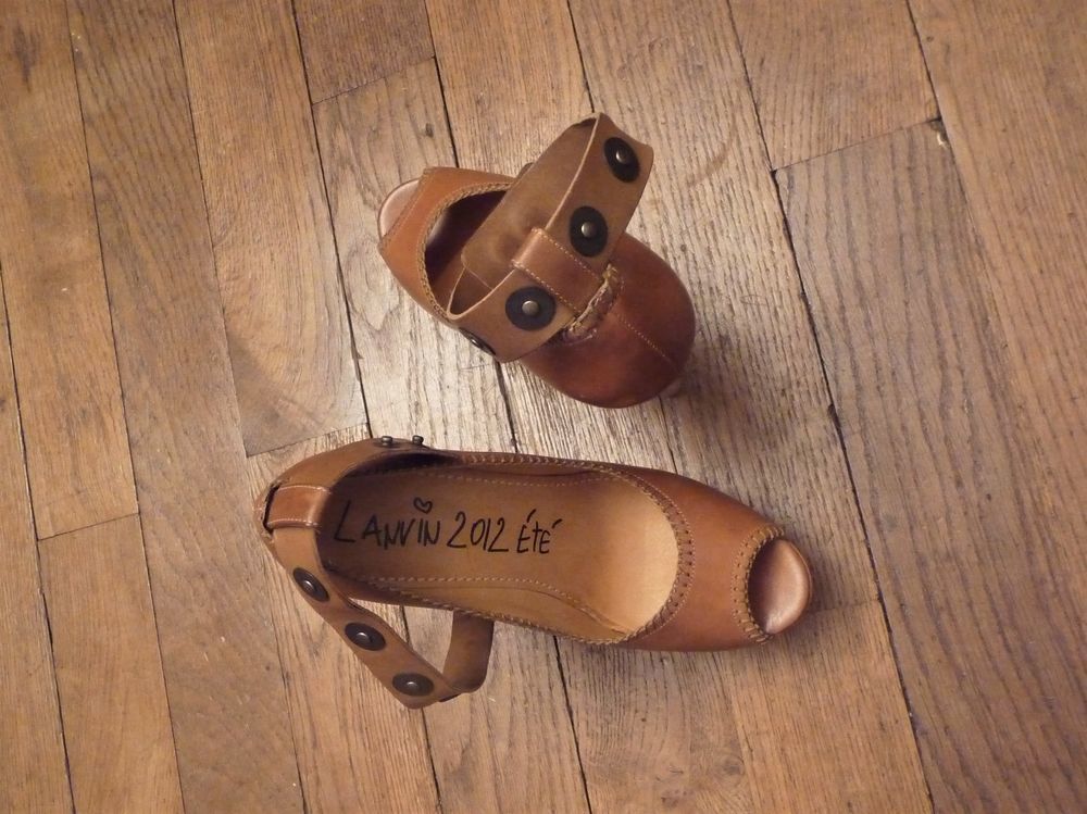 Escarpins/ Chaussures Compens&eacute;es Cuir Marron Talon- Lanvin Chaussures