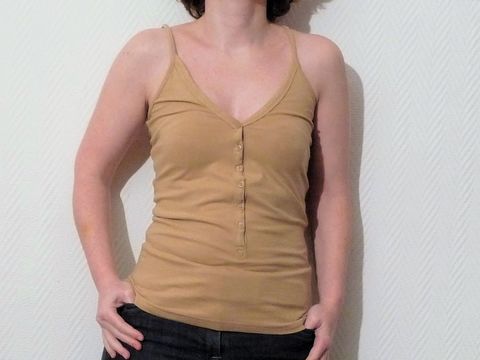 Top/ Tee Shirt en Coton Marron � Bretelles- Taille 34/36   3 Paris 15 (75)