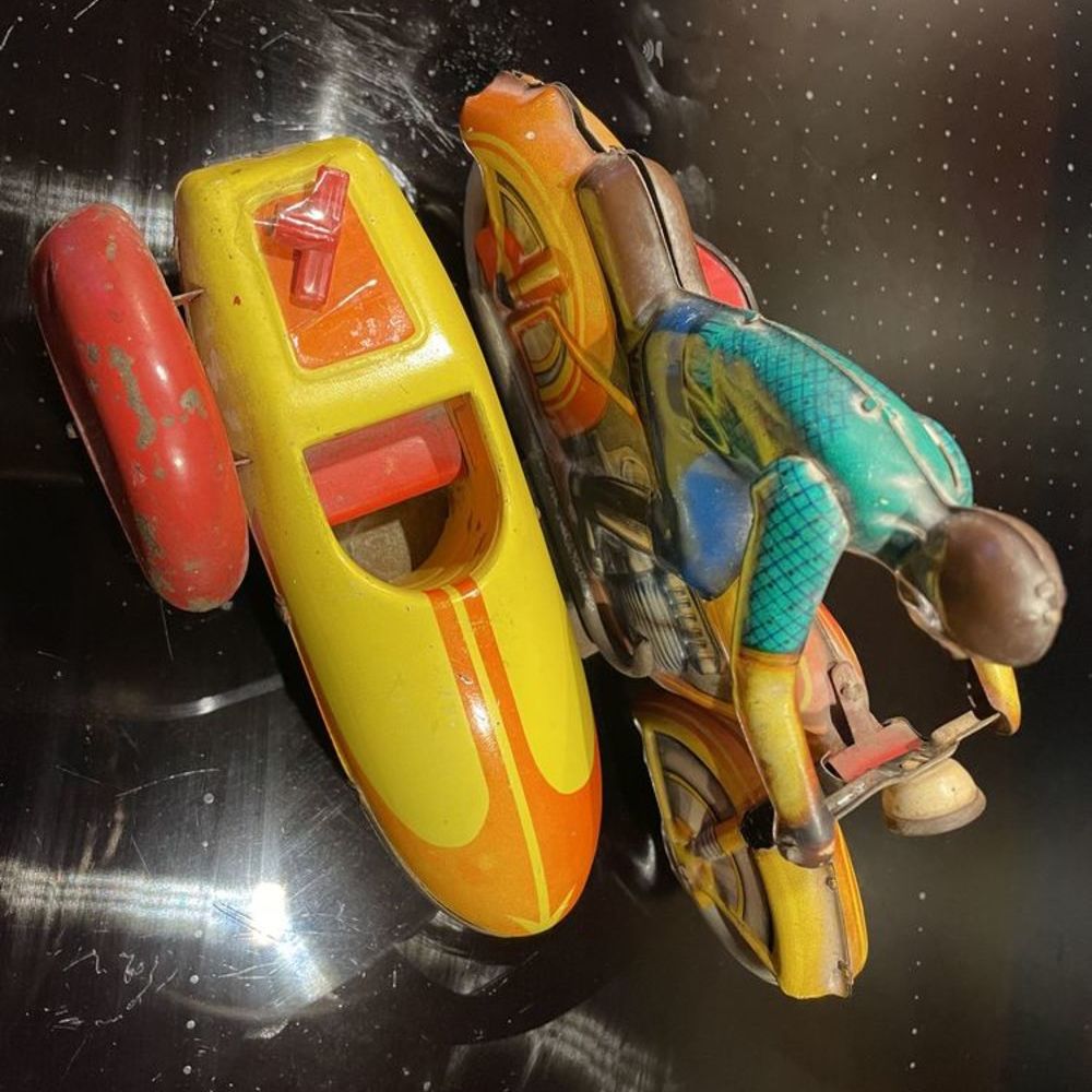 MOTO SIDE-CAR INGRA TEKHNICA 1970 Jouet ancien vintage t&ocirc;le Jeux / jouets